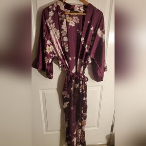 Vintage Crane And Peony Kimono Style Summer Robe